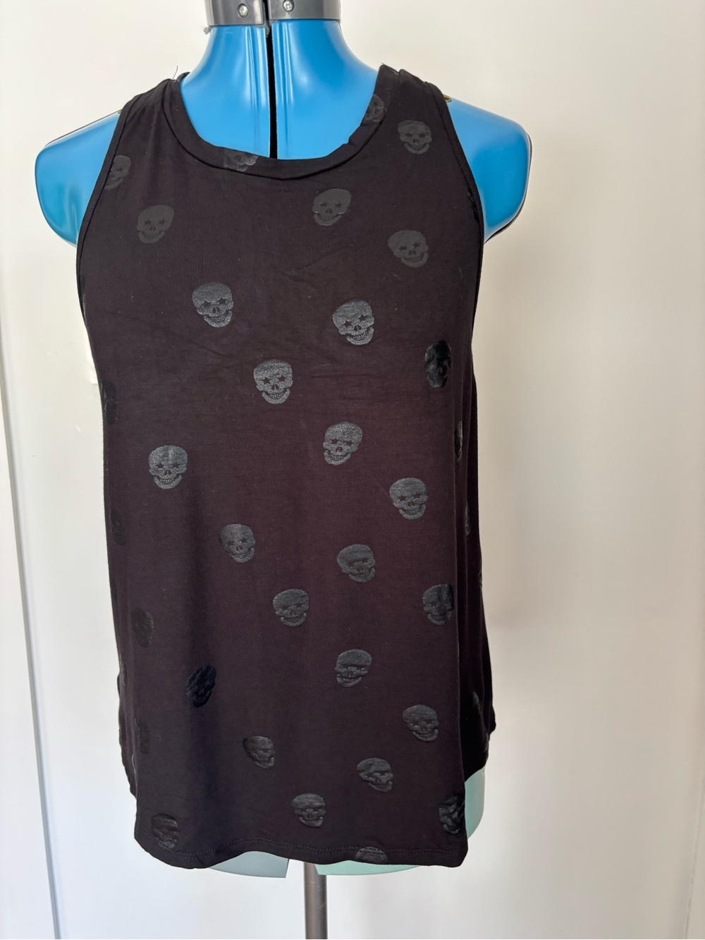 Terez Starry Eyed Skull Foil Racerback Tank Top XS NWT